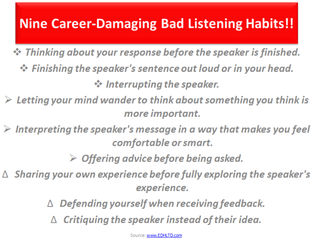 Nine Career-Damaging Bad Listening Habits and What You Can Do about Them
